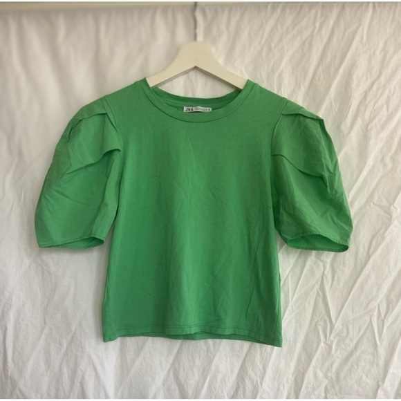 Zara VOLUMINOUS PLEATED TOP Puff  Blouse, Size Small - Picture 7 of 14